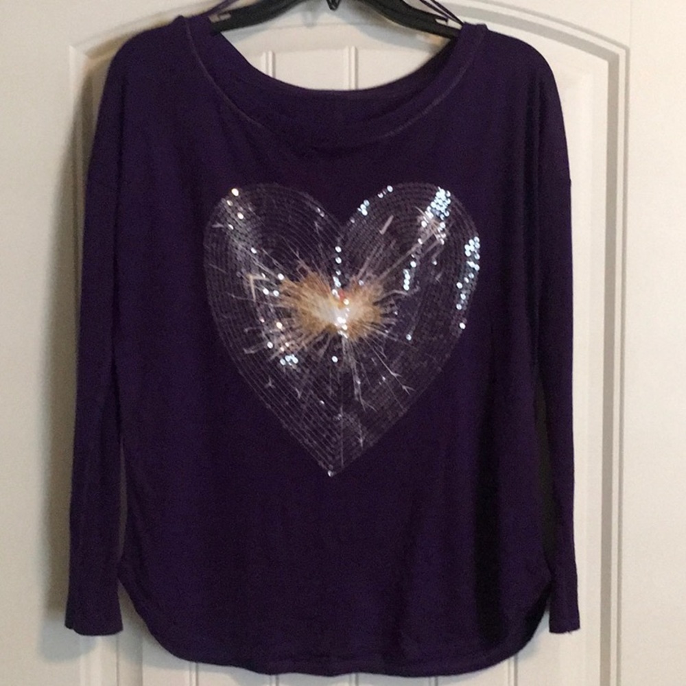 Purple top with sequin heart